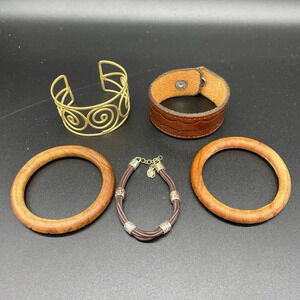 Wooden & Leather Bracelet Lot